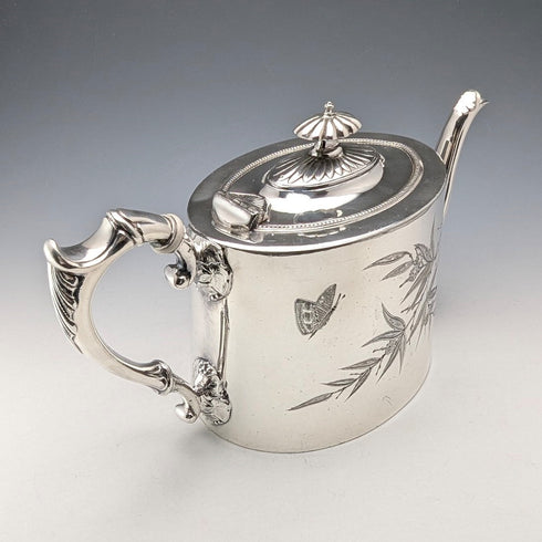 Circa 1890 British antique silver plate teapot James Dixon